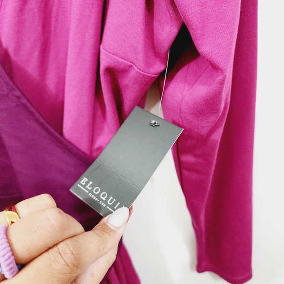 ELOQUII Colorblock Wrap Top Purple Fuchsia Stretch Knit NWT Womens Size Plus 24W - Picture 5 of 11